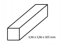 Albion Alltoys sb1m mosazný uzavřený profil čtvercového průřezu 3,96 x 3,96 mm délka 305 mm 2 ks