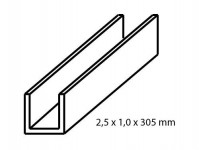 Albion Alltoys cc2 mosazný profil U 2,5 x 1 mm délka 305 mm
