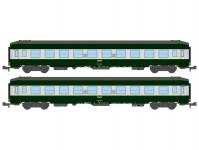 REE NW187 set 2 lůžkových vozů UIC B9c9x zelený / stříbrný / šedý SNCF