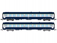 REE NW189 set 2 lůžkových vozů UIC B9c9x modrý / stříbrný SNCF