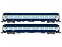 REE NW213 set 2 lůžkových vozů UIC B9c9x modrý / stříbrný SNCF