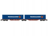REE NW235 dvojitý kontejnerový vůz Sggmrss 90 TOUAX 2 kontejnery TRANSALLIANCE