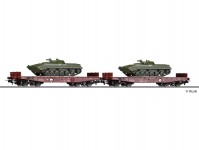 Tillig 70055 set plošinových vozů Rmms 3960 DR s tanky