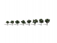 Woodland Scenics TR3547 tmavě zelené listnaté stromy malé 8 ks