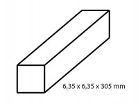 Albion Alltoys sb4m mosazný uzavřený profil čtvercového průřezu 6,35 x 6,35 mm délka 305 mm 2 ks