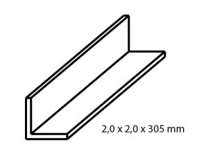 mosazný profil L 2 x 2 mm, délka 305 mm Albion Alloys a2