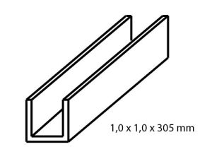 mosazný profil U 1 x 1 mm délka 305 mm Albion Alloys uc1