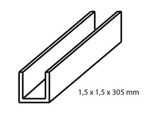 mosazný profil U 1,5 x 1,5 mm délka 305 mm Albion Alloys uc2