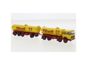 Fiat 691 Millepiedi cisterna s přívěsem Shell 1970 Brekina 58553
