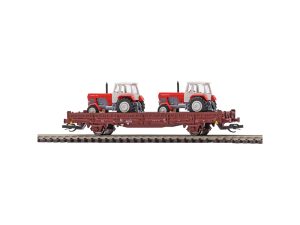 plošinový vůz Ks + dva traktory Busch 31514