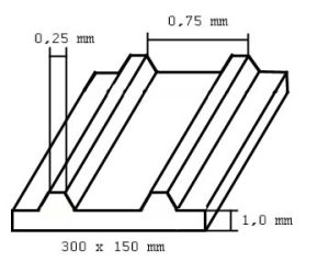 deska 150x300x1,0mm trapézová, rozteč drážek 0,75mm Evergreen 4525