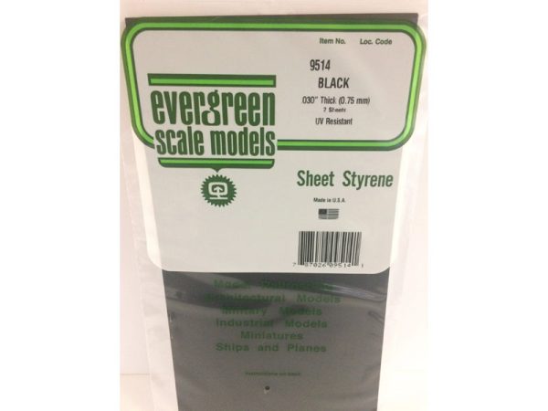 deska černá, tloušťka 0,75mm formát 150 x 300mm 2 ks Evergreen 9514