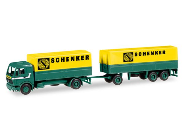 MB NG 80 s plachtou a přívěsem Schenker Herpa 308687