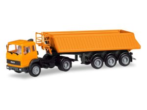 Iveco Magirus 6x4 sklápěcí návěs oranžový Herpa 309356