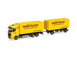 MB Actros Bigspace skříňový s přívěsem Welti-Furrer Herpa 319355