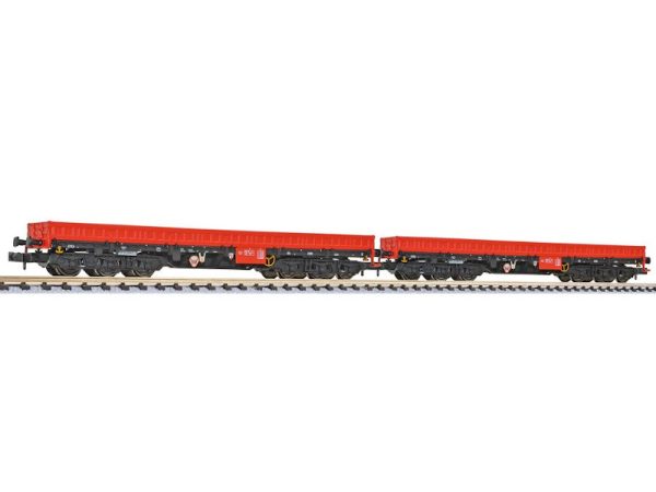 set těžkotonážních nízkostěnných vozů Samms-u 454 DBAG červené V.epocha Liliput L260202