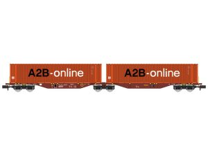 dvojitý kontejnerový vůz Sggmrss 90 TOUAX 2 kontejnery A2B-online RAILS EUROP EXPRESS NW231
