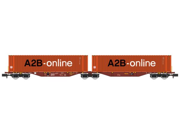 dvojitý kontejnerový vůz Sggmrss 90 TOUAX 2 kontejnery A2B-online RAILS EUROP EXPRESS NW231