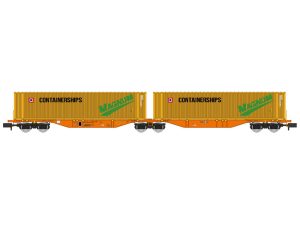 dvojitý kontejnerový vůz Sggmrss 90 WASCOSA 2 kontejnery CONTAINERSHIPS MAGNUM RAILS EUROP EXPRESS NW233