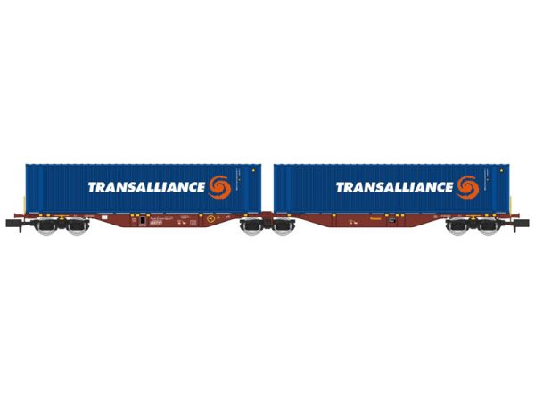 dvojitý kontejnerový vůz Sggmrss 90 TOUAX 2 kontejnery TRANSALLIANCE RAILS EUROP EXPRESS NW235