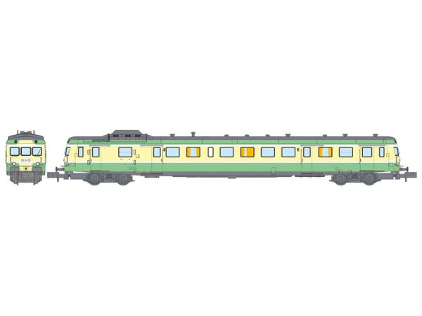 motorový vůz X-2899 zelený 1/2. třída LYON-VAISE SNCF RAILS EUROP EXPRESS NW250