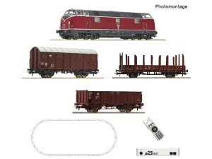 z21 start set s dieselovou lokomotivou řady 221 a nákladním vlakem DB Roco 5110008