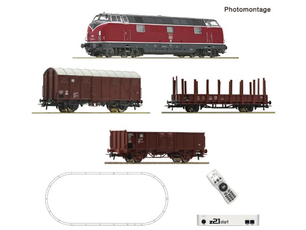 z21 start set s dieselovou lokomotivou řady 221 a nákladním vlakem DB Roco 5110008