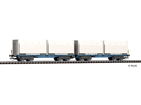 dvojitý kontejnerový vůz InnoWaggon 2x40ft WoodTainer Tillig 15080