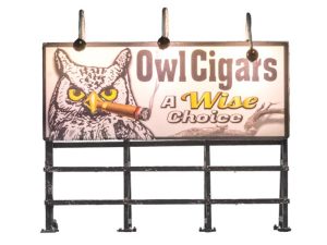 osvětlený billboard Wise Tobacco Co. Woodland Scenics JP5795