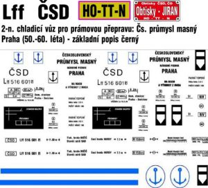 obtisk na 2-osý vůz Lff pro prámovou přepravu 50-60.léta černý Masný průmysl Obtisky Jiran t0570