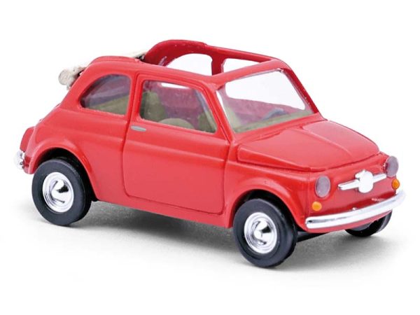Fiat 500 kabriolet červený Busch 48782
