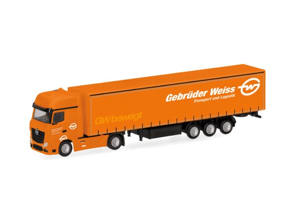 MB Actros Gigaspace plachtový návěs Gebrüder Weiss Herpa 066891