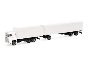 Scania 141 plachtový návěs a přívěs bílá Herpa 320726