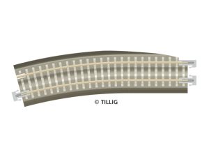 kolej oblouková R 353mm dolpňková k obloukové výhybce levé na podloží šedá Tillig 83776