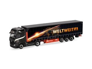 MB Actros L 18 Gigaspace plachtový návěs Weltweit Herpa 320023