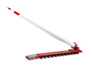 návěs Goldhofer FTV 300 na přepravu lopatek větrné turbíny Herpa 320054