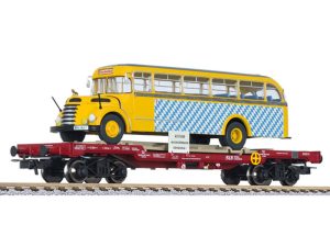 plošinový vůz s autobusem Gräf+Stift SLB V.epocha Liliput L235782