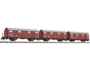 set zavřených vozů s brzdařskou budkou Glmhs 50 DB III.epocha Liliput L260130