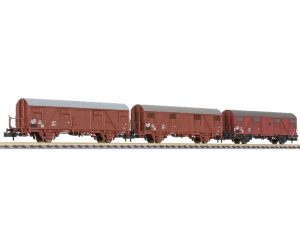 set zavřených vozů s brzdařskou plošinou Gos 1404 DR IV.epocha Liliput L260133