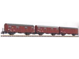 set zavřených vozů Gbs 245 s brzdařskou plošinou DB IV.epocha Liliput L260147