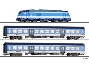 základní sada osobního vlaku s dieselovou lokomotivou TRAXX ČD Tillig 01506