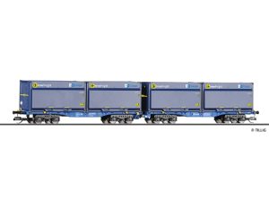 dvojice plošinových vozů InnoWaggon ČD Cargo Tillig 15085