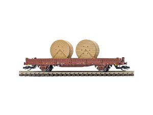 plošinový vůz Ks [3300] DR s dřevěnými cívkami Busch 31519