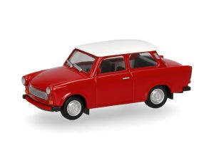 Trabant 601 červený s bílou střechou Herpa 020763-008