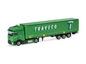 MB eActros Bigspace ProCabin plachtový návěs Traveco Herpa 321396
