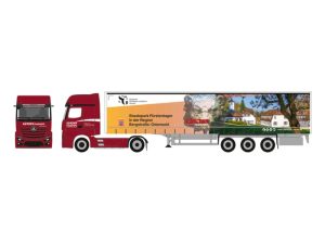 MB Actros 18 L Gigaspace plachtový návěs, Gärtner Transport / Staatspark Fürsten Herpa 939263