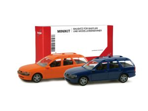 MiniKit Opel Vectra Caravan oranžový + modrý Herpa 012324-004