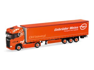 Scania CS 20 plachtový návěs Gebrüder Weiss Herpa 320771