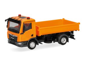 MAN TGL třístranný sklápěč, oranžový Herpa 322065