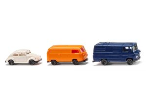 dvě dodávky a osobní auto Wiking 90302